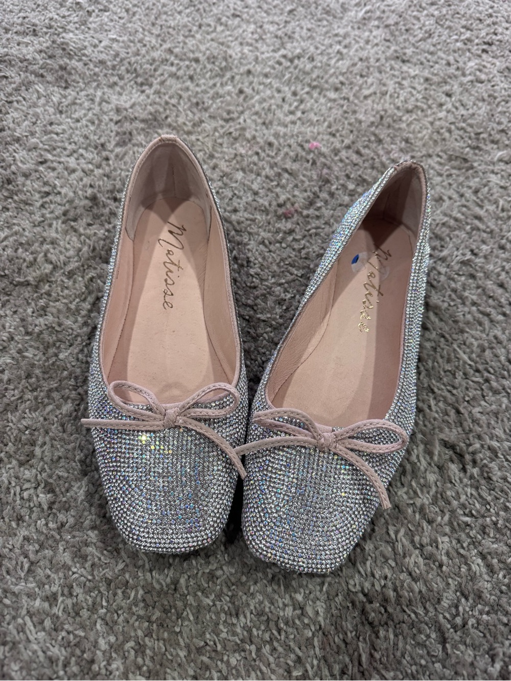 Matisse Roxy Rhinestone square toe padded Ballet Flat shoes bridal wedding